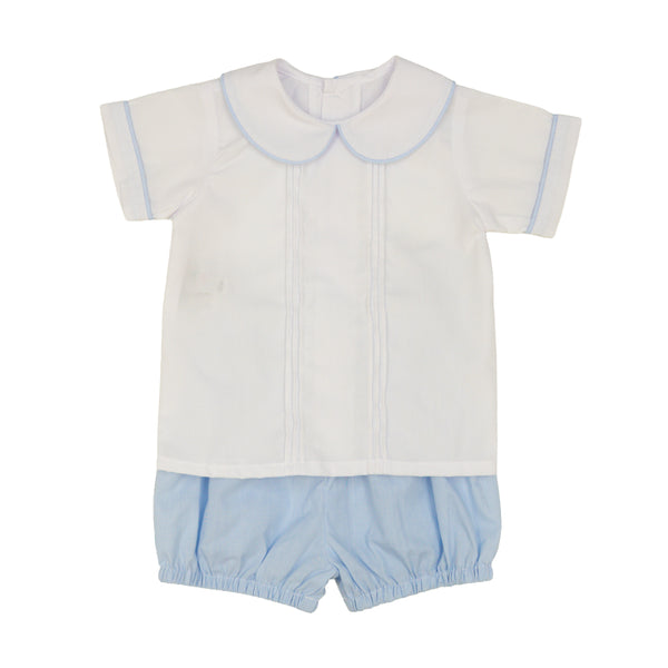 Madison Bloomer/Short Set- Blue Micro Gingham