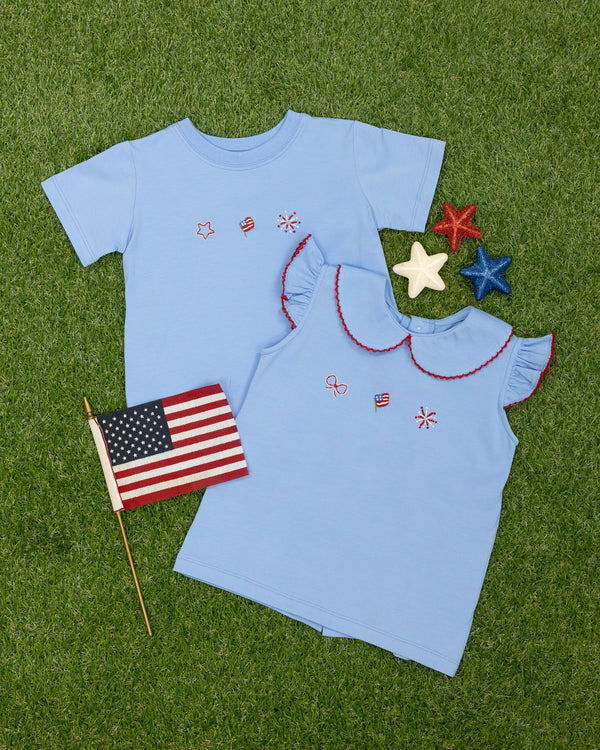 Emma Blouse- Red, White & Blue