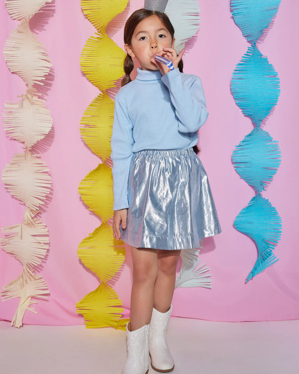 Ribbed Turtleneck- Ice Blue