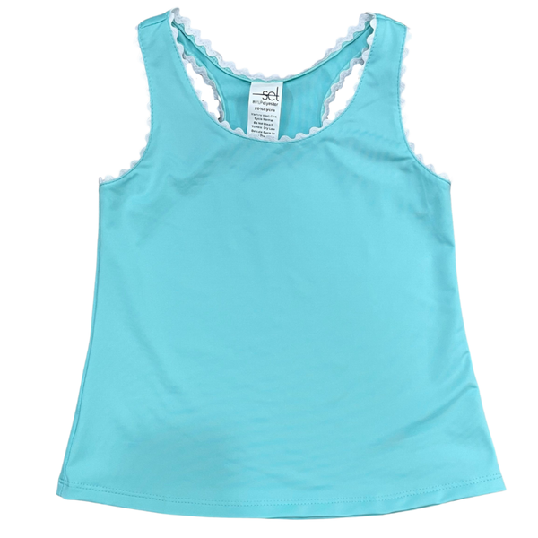 Riley Tank - Totally Turquoise, Pure Coconut Ric Rac