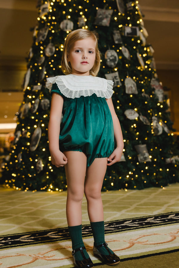Lace Emerald Green Velvet Bubble