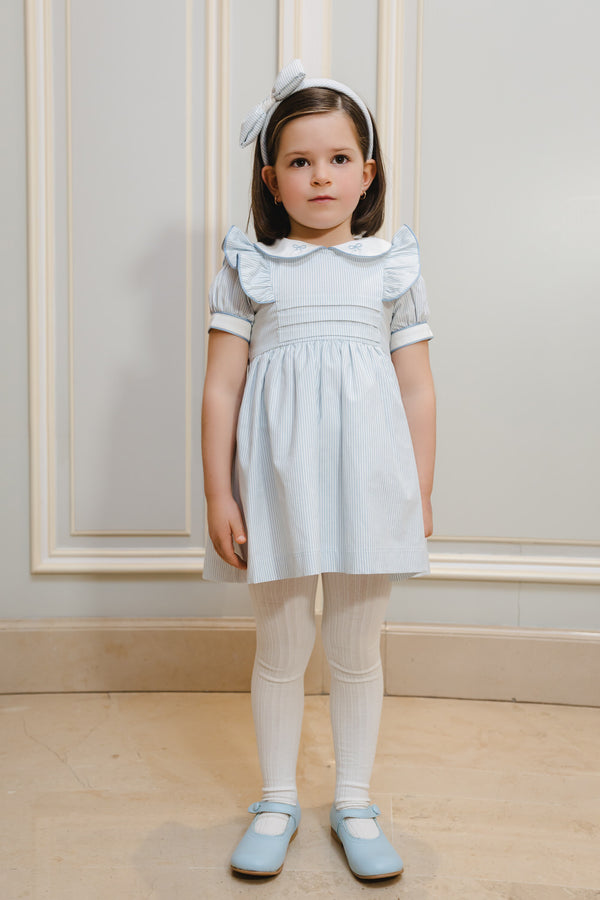 Oxford Bow Dress- Blue