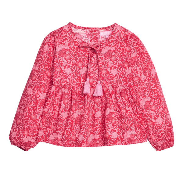 Riviera Top- Cambridge Crimson Floral