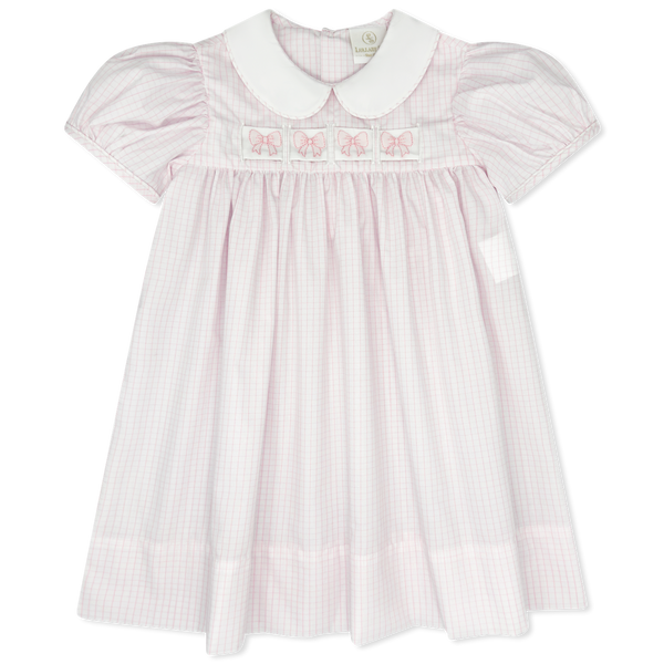 Ruth Ribbon Dress- Pink Windowpane