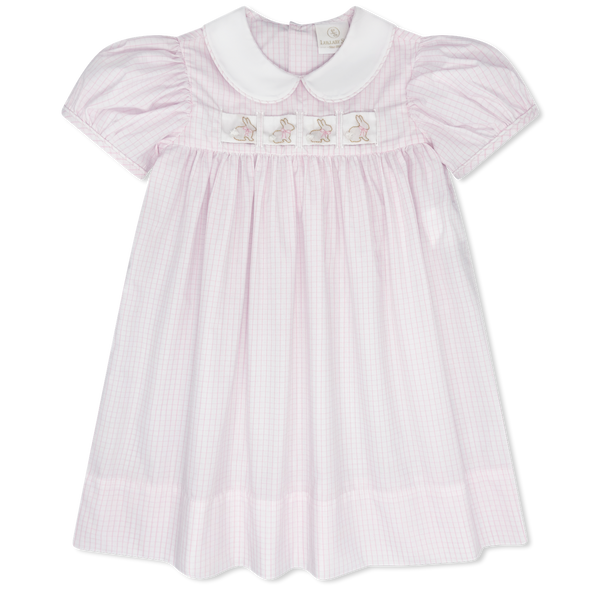 Ruth Ribbon Dress- Pink Windowpane