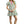 Floral Tiered Puff Sleeve Dress- Green Mix