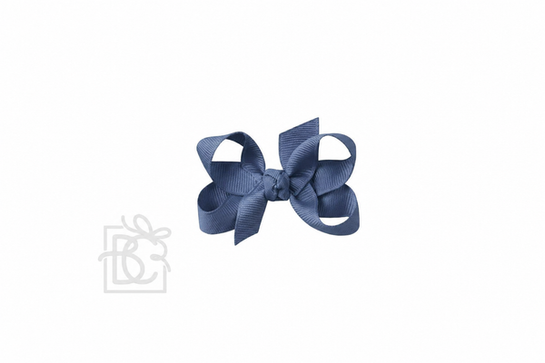 Grosgrain Bow On Clip- Smoke Blue