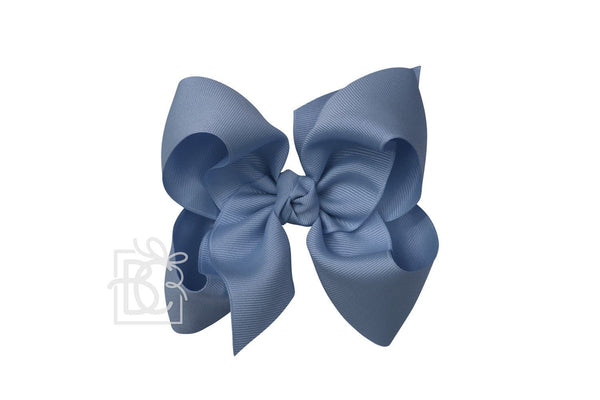 Grosgrain Bow On Clip- Smoke Blue