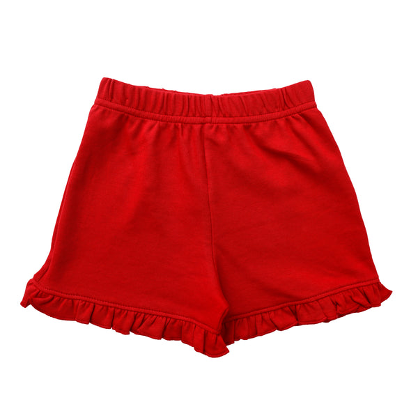 Interlock Ruffle Shorts- Red