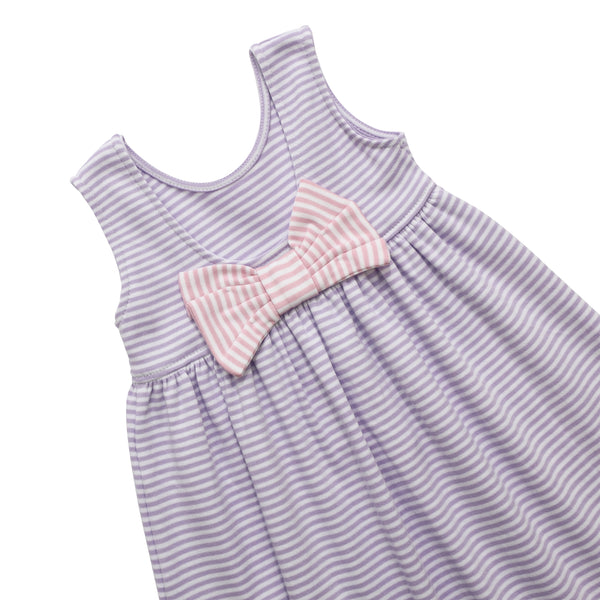 Stripe Sleeveless Dress W/ Bow