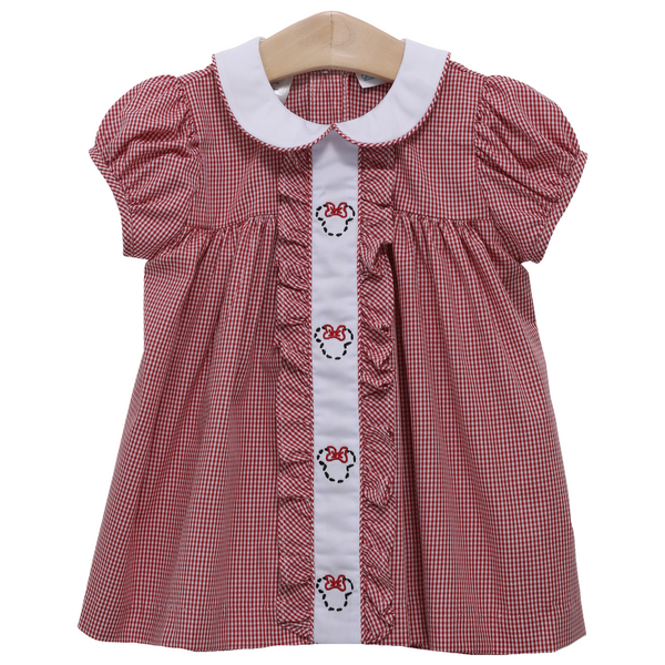 Red Gingham Mouse Embroidered Dress