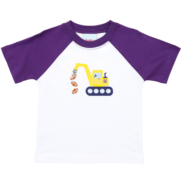 Excavator Football T-Shirt- Purple