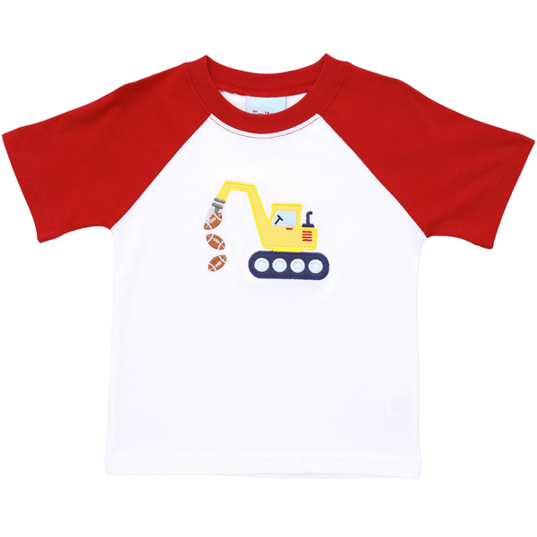 Excavator Football T-Shirt- Red