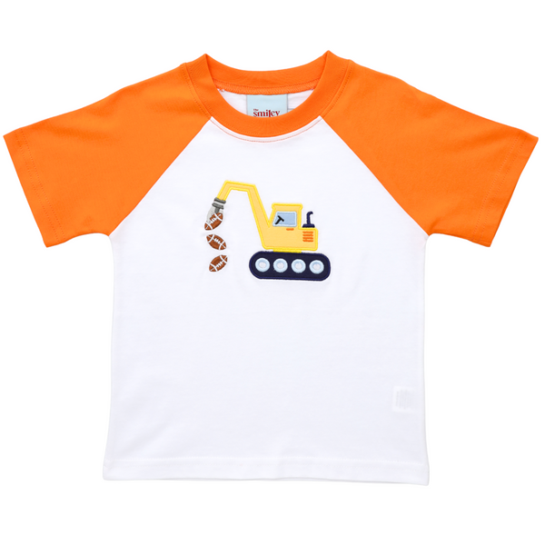 Excavator Football T-Shirt- Orange