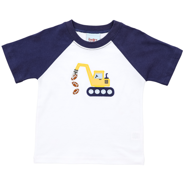 Excavator Football T-Shirt- Navy