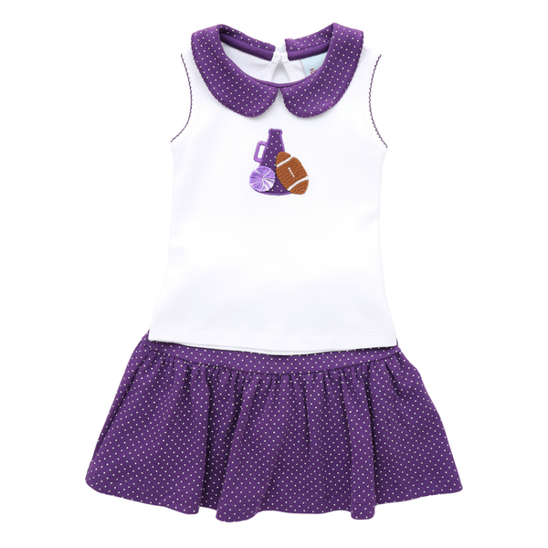 Team Spirit Skort Set- Purple Polka Dot