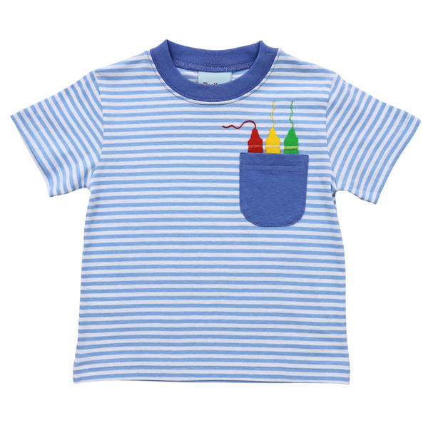 Crayon Pocket Shirt- Blue Stripe