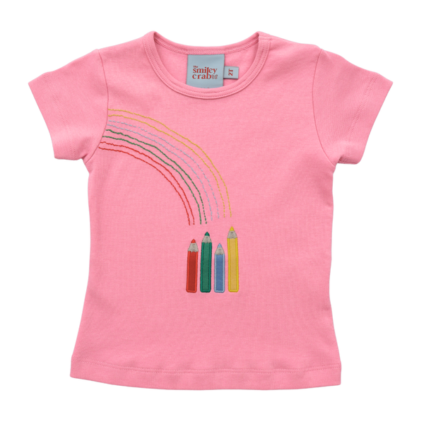 Crayon Rainbow Shirt- Pink