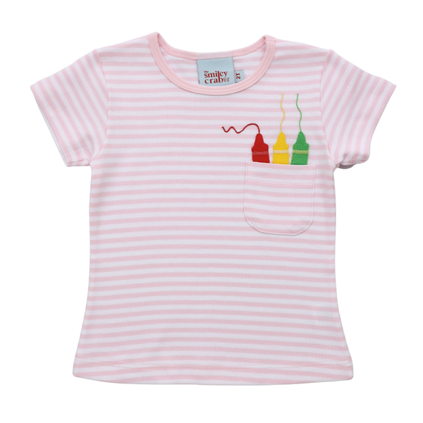 Crayon Pocket Shirt- Pink Stripe