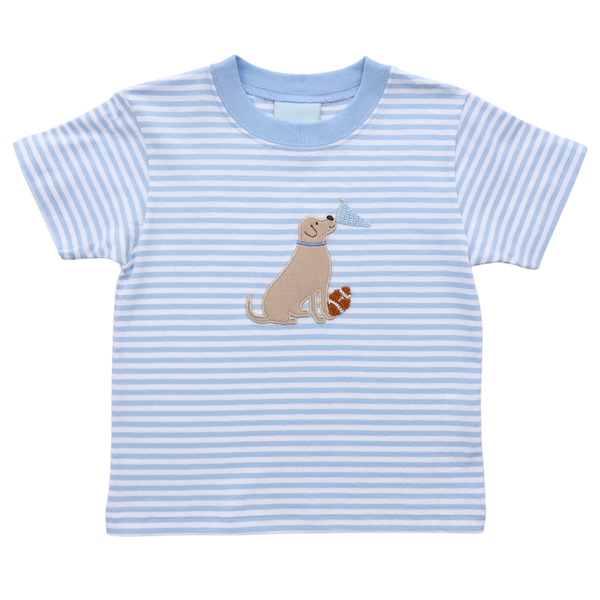 Touchdown Pup T-Shirt- Light Blue Stripe