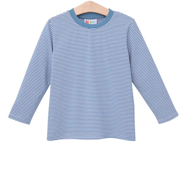 James LS Shirt- Dusty Blue Stripe