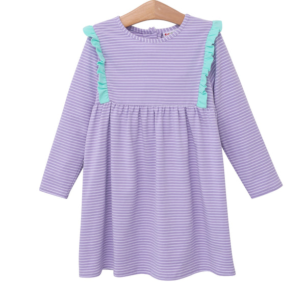 Evie Long Sleeve Dress- Lavender Stripe & Mint