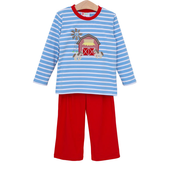 Horse Barn Applique Pants Set