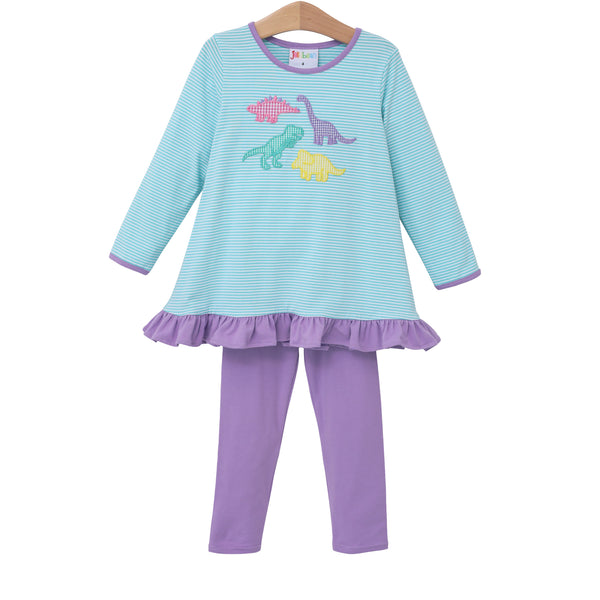 Dinosaur Applique Ruffle Pants Set