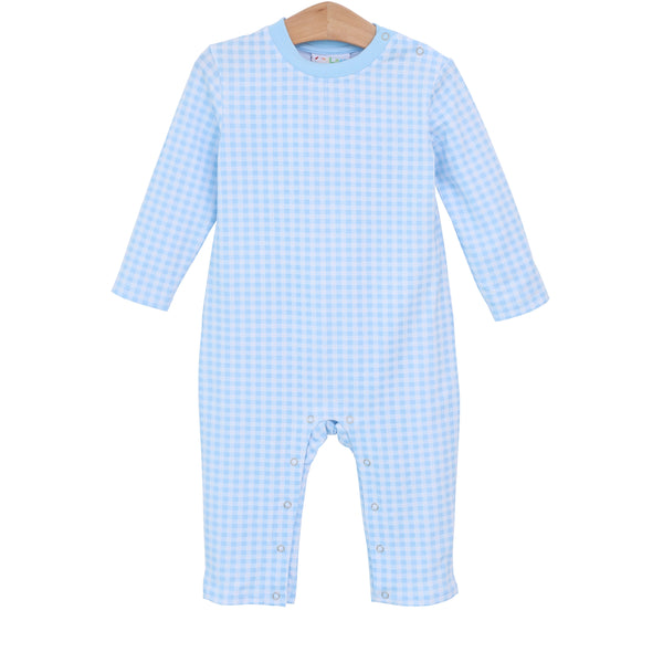James Romper- Light Blue Gingham