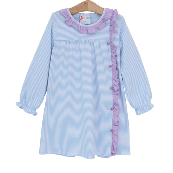 Clara Dress- Light Blue Stripe & Lavender