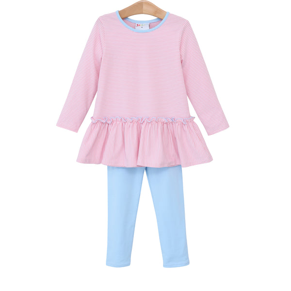 Ella Pants Set- Light Pink Stripe & Light Blue