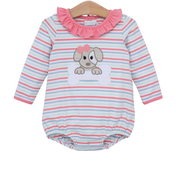 Puppy Applique Ruffle Bubble