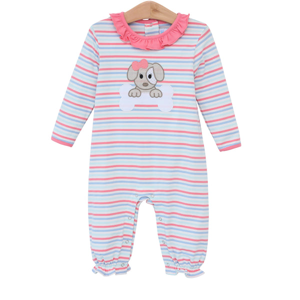 Puppy Applique Ruffle Romper