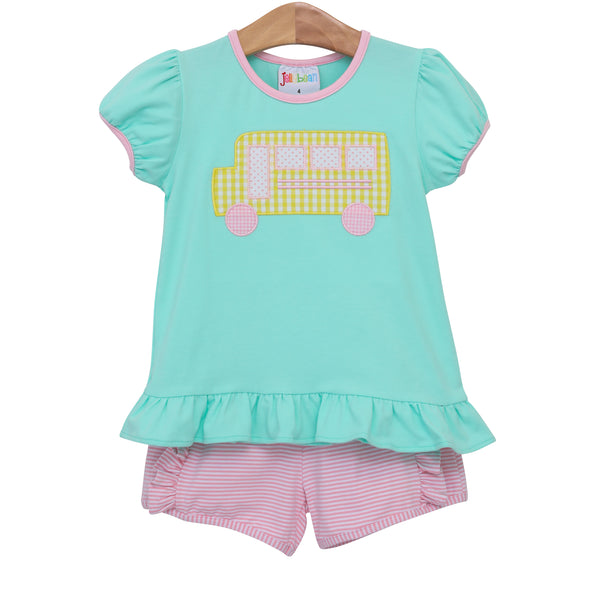 School Bus Ruffle Short Set