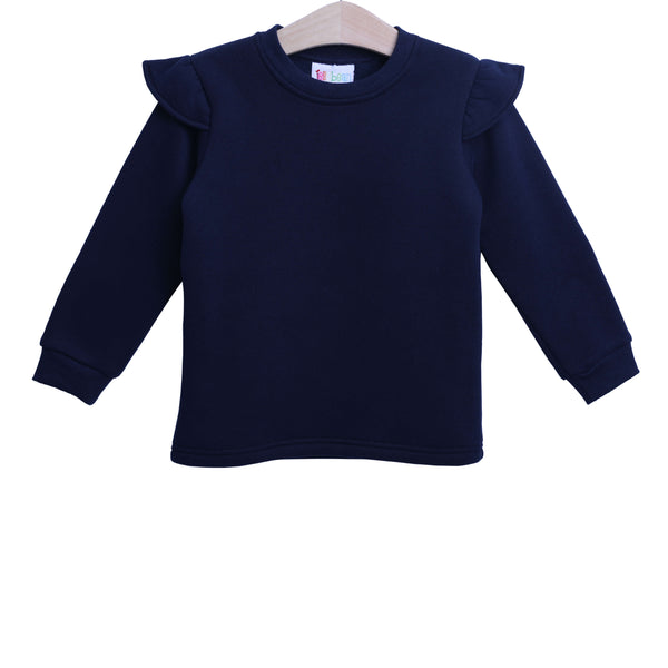 Ruffle Sweatshirt- Navy