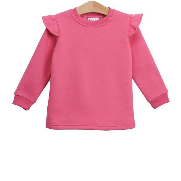 Ruffle Sweatshirt- Hot Pink