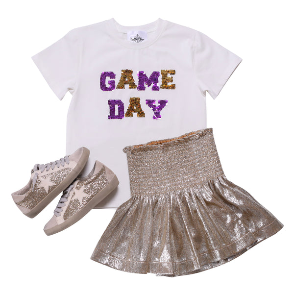 Purple & Gold Reversible Sequin Gameday Shirt