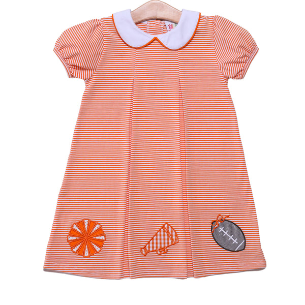 Game Day Pleat Dress- Orange Stripe