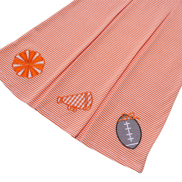 Game Day Pleat Dress- Orange Stripe