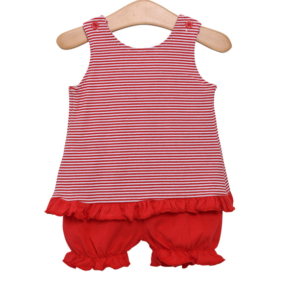 Swing Back Bloomer Set- Red Stripe