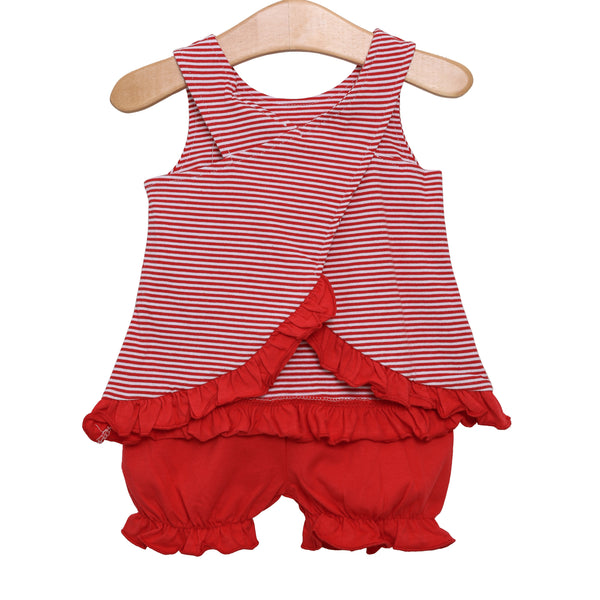 Swing Back Bloomer Set- Red Stripe