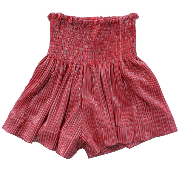 Red/Silver Pleat Swing Shorts