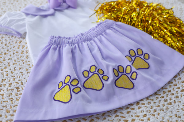 Lavender Paw Embroidery Skirt