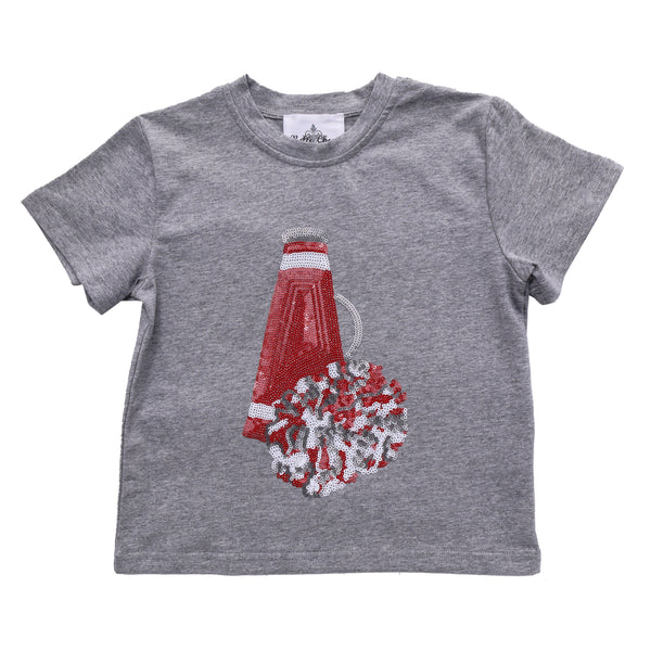 Red and White Megaphone Sequin Shirt