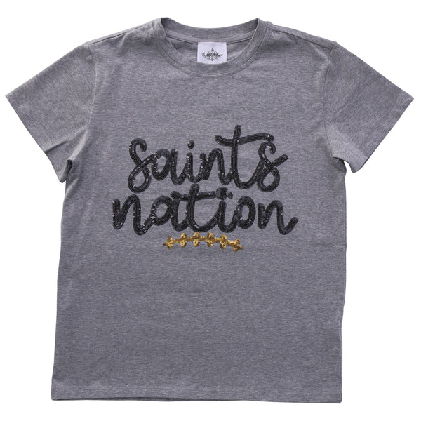 Saints Nation Sequin Adult Shirt