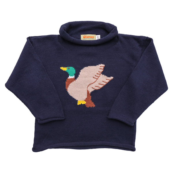 Flying Mallard Sweater- Twilight Blue