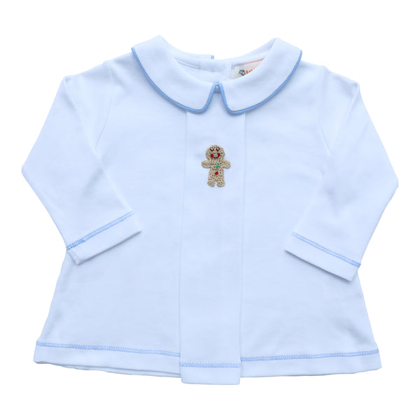 Crochet Gingerbread Shirt- Light Blue