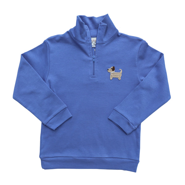 Crochet Puppy 1/4 Zip Jacket- Blue