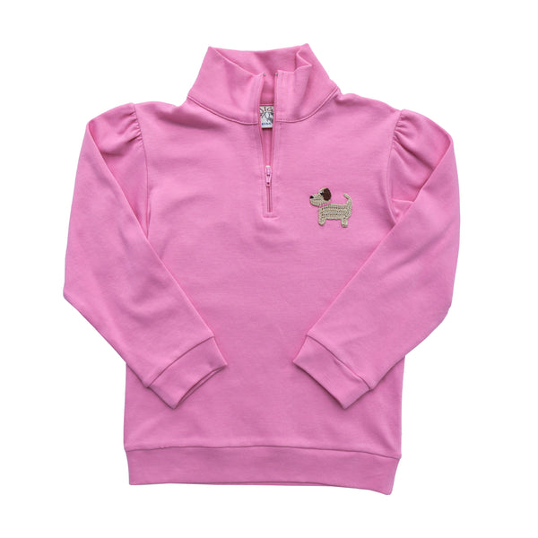 Crochet Puppy 1/4 Zip Jacket- Pink