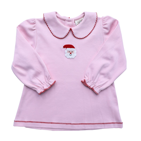 Crochet Santa Peter Pan Shirt- Pink